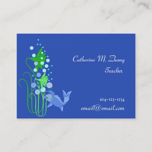 Carte De Visite enseignant, poisson, eau (Devant)