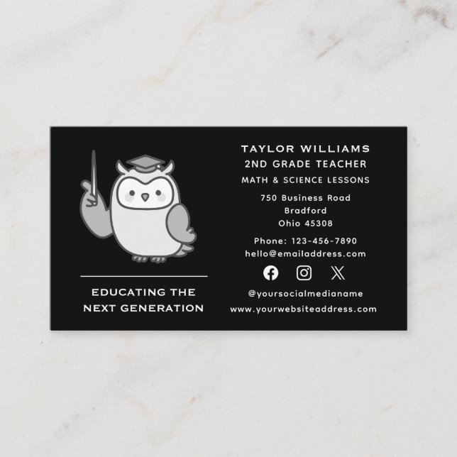 Carte De Visite Enseignant Professeur Professeur Professeur Profes (Devant)