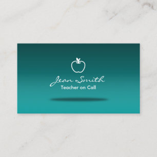 Carte de visite enseignant Turquoise simple Apple