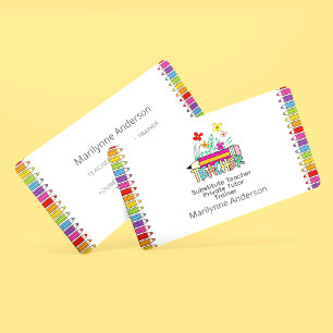 Carte De Visite Enseignant Tutor Trainer Rainbow Pencils