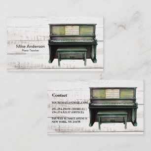 Carte De Visite Enseignant vintage de piano aquarelle
