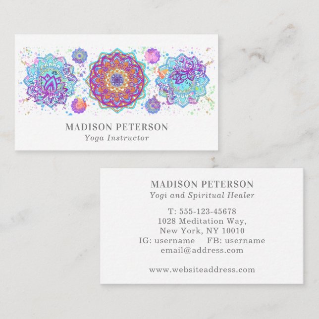 Carte De Visite Enseignant Yoga Enseignant Enseignant Spirituel En (Devant / Derrière)