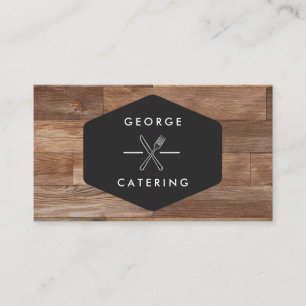 Carte De Visite Enseigne de catering en bois vintage fourchette co