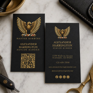 Carte De Visite Enseigne élégante de salon de coiffure Eagle Golde