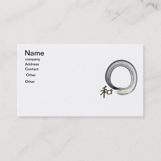 Carte De Visite Enso argenté avec le kanji - harmonie (Devant)