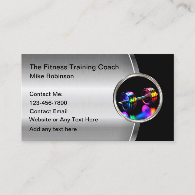 Carte De Visite Entraînement cool Fitness Entraîneur Metallic Barb (Devant)