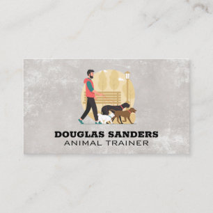 Carte De Visite Entraîneur animal   Dog Walker dans le parc