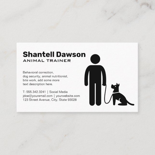 Carte De Visite Entraîneur avec chien en laisse (Devant)