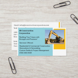 Carte De Visite Entraîneur blanc Bulldozer de construction jaune