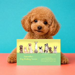 Carte De Visite Entraîneur d'agilité de chien vert jaune Actif