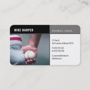 Carte De Visite Entraîneur de baseball   Photo du joueur