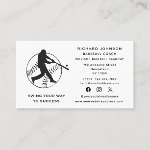 Carte De Visite Entraîneur de baseball Softball Instructeur médias