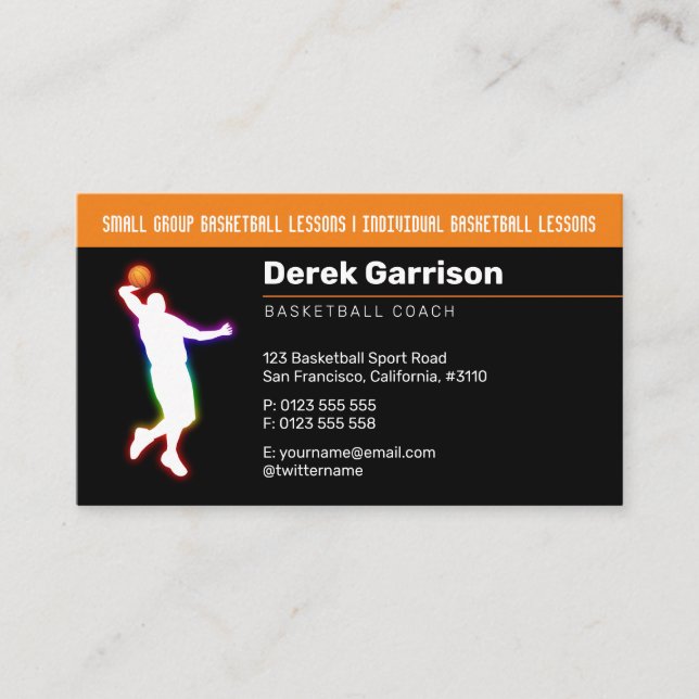 Carte De Visite Entraîneur de basket-ball | Formateur sportif (Devant)