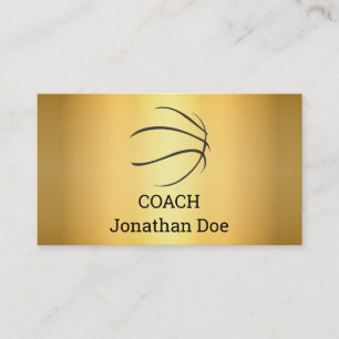 Carte De Visite Entraîneur de basket-ball Gold de Faux