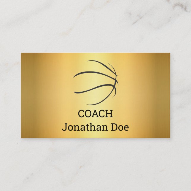 Carte De Visite Entraîneur de basket-ball Gold de Faux (Devant)