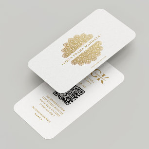 Carte De Visite Entraîneur de bien-être moderne Yoga Spa White Gol