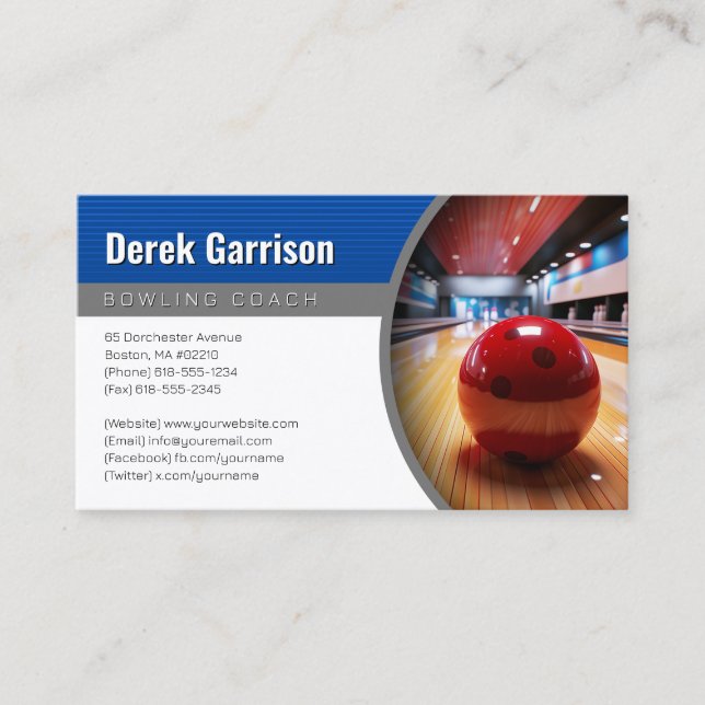 Carte De Visite Entraîneur de Bowling | Offre Sport Parfaite (Devant)