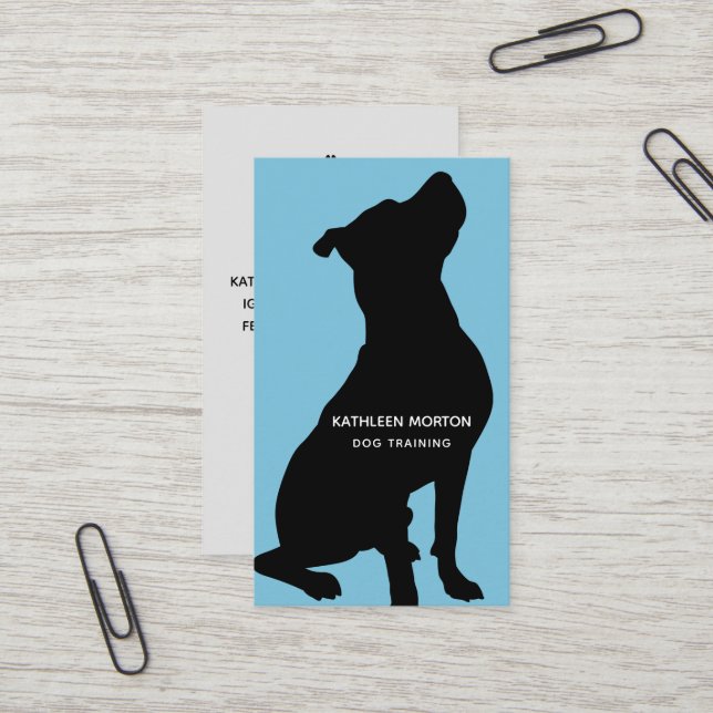 Carte De Visite Entraîneur de chien Silhouette noire (Devant/Arrière en situation)