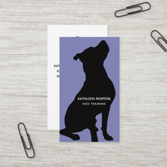 Carte De Visite Entraîneur de chien Silhouette noire (Devant/Arrière en situation)