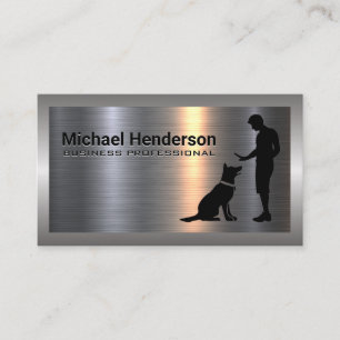 Carte De Visite Entraîneur de chiens avec chien Metallique