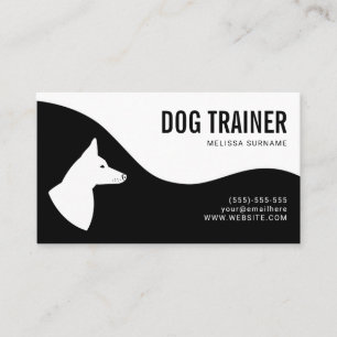 Carte De Visite Entraîneur de chiens Silhouette de chien noir et b