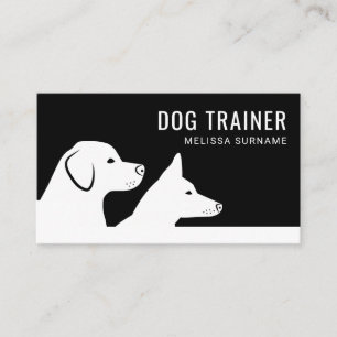 Carte De Visite Entraîneur de Chiens Silhouettes de Chien Noir & B