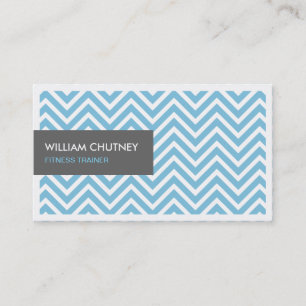 Carte De Visite Entraîneur de fitness - Chevron bleu clair Zigzag
