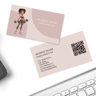 Carte De Visite Entraîneur de fitness de dessin animé moderne mign