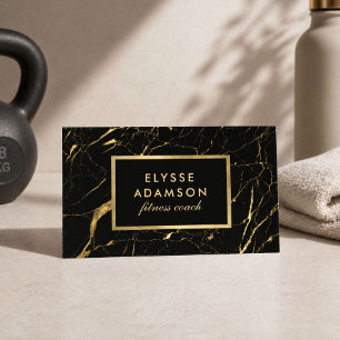 Carte De Visite Entraîneur de Fitness Moderne Marbre Noir Or