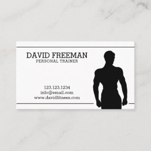 Carte De Visite Entraîneur de fitness Noir Moderne Bodybuilding E