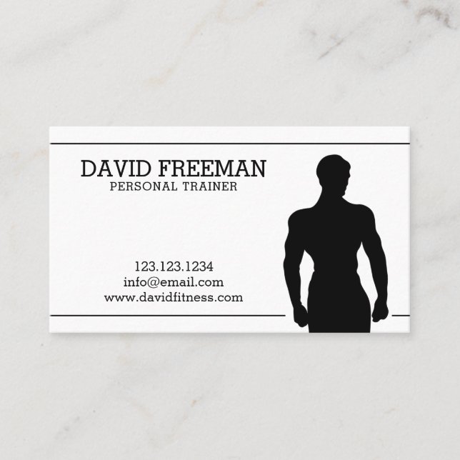 Carte De Visite Entraîneur de fitness Noir Moderne Bodybuilding En (Devant)