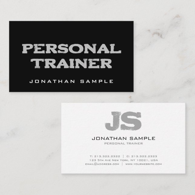 Carte De Visite Entraîneur de fitness Personal Trainer Modern Prof (Devant / Derrière)