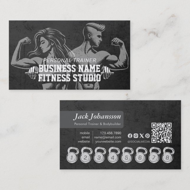 Carte De Visite Entraîneur de fitness personnel Loyalty Punch Kett (Devant / Derrière)