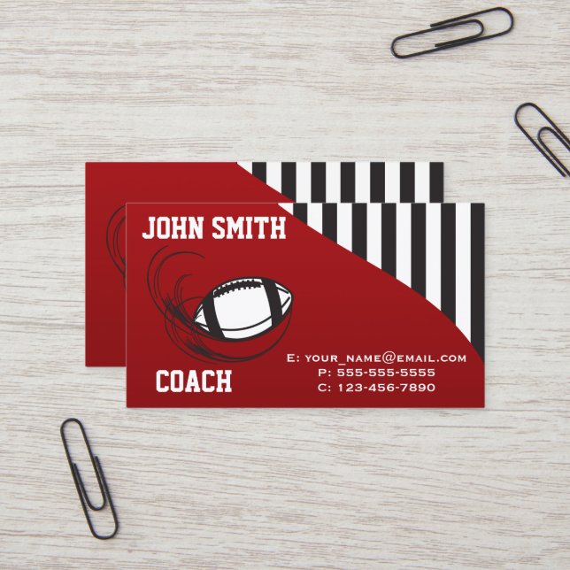 Carte De Visite Entraîneur de football (Devant/Arrière en situation)
