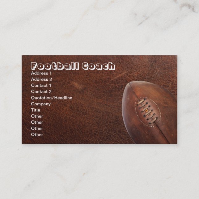 Carte De Visite Entraîneur de football américain de sports, ou (Devant)