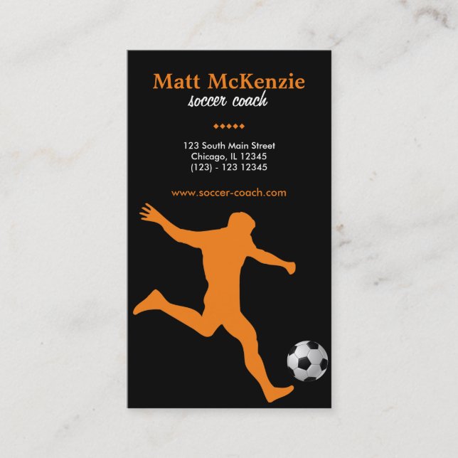 Carte De Visite Entraîneur De Football (Orange) (Devant)
