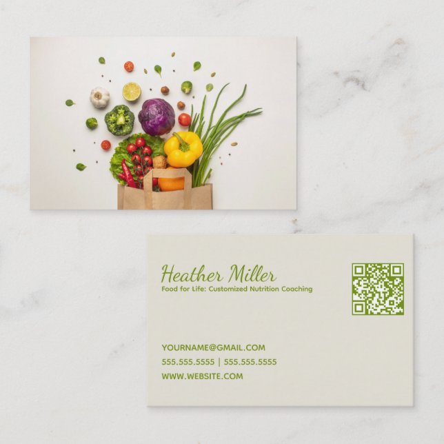 Carte De Visite Entraîneur de nutrition Customisé QR (Devant / Derrière)