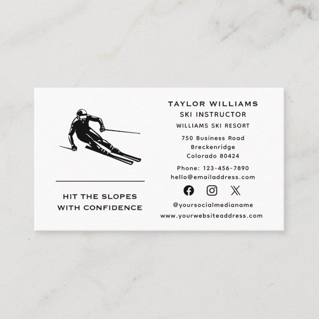 Carte De Visite Entraîneur de ski amusant Instructeur de ski Média (Devant)