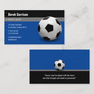 Carte De Visite Entraîneur de soccer bleu profond   Instructeur sp
