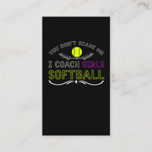Carte De Visite Entraîneur De Softball Filles Amusantes