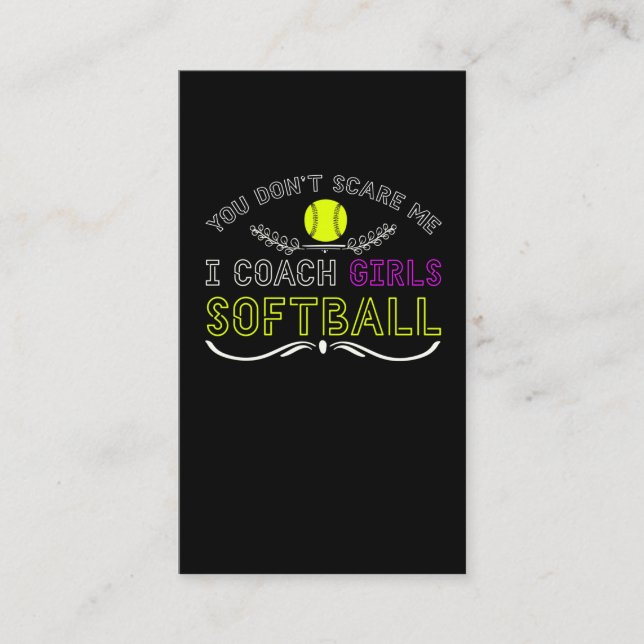 Carte De Visite Entraîneur De Softball Filles Amusantes (Devant)