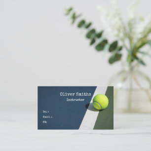 Carte De Visite Entraîneur de tennis avec balle de tennis sur Blue