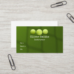Carte De Visite Entraîneur de tennis avec balle de tennis sur vert