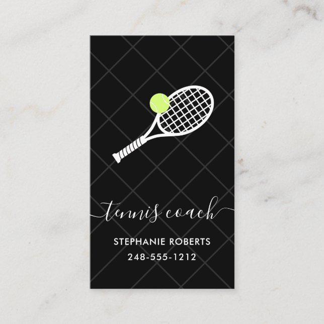 Carte De Visite Entraîneur De Tennis Chic Moderne Élégant (Devant)