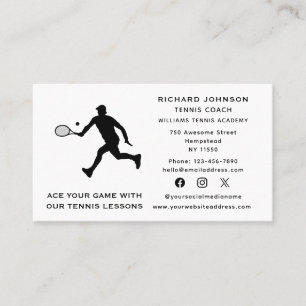 Carte De Visite Entraîneur de tennis Homme Instructeur Sports Médi