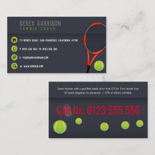 Carte De Visite Entraîneur de tennis professionnel   Raquette de t