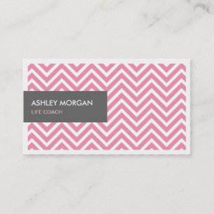 Carte De Visite Entraîneur de vie - Chevron rose clair Zigzag