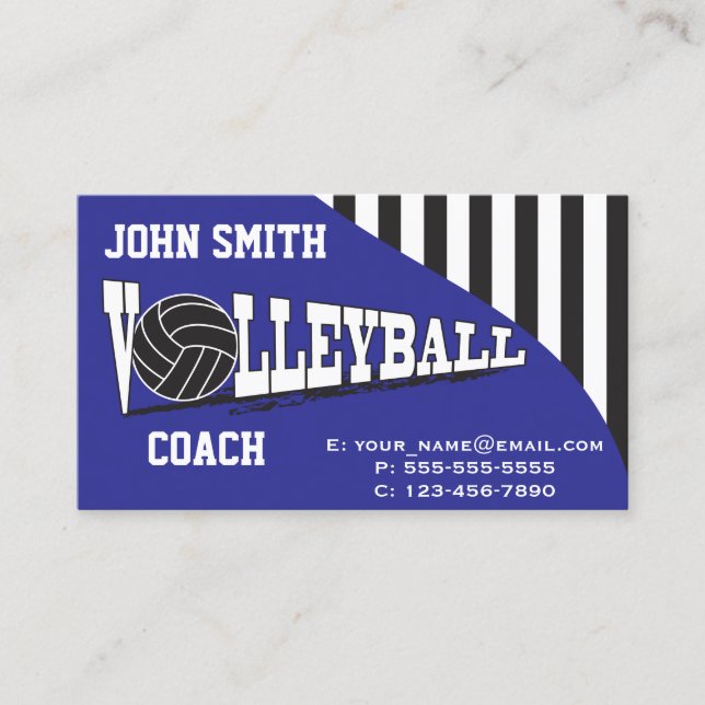 Carte De Visite Entraîneur de volley-ball - Bleu (Devant)