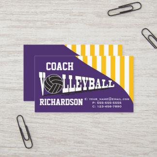 Carte De Visite Entraîneur de Volley-ball - Violet foncé et jaune