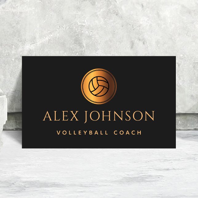 Carte De Visite Entraîneur de volleyball luxueux Gold Ball Bu (Créateur téléchargé)